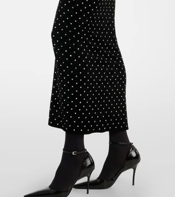 Cocktailkleid aus Samt und Jersey mit Kristallen | Alaïa