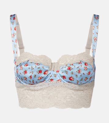 Floral lace-trimmed silk and cotton bra | Dolce&Gabbana