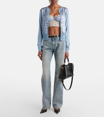 Floral lace-trimmed silk and cotton bra | Dolce&Gabbana