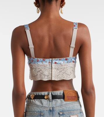Floral lace-trimmed silk and cotton bra | Dolce&Gabbana
