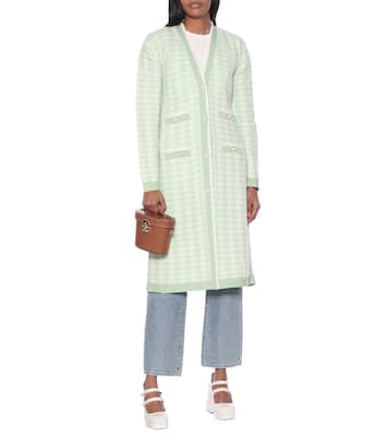 Houndstooth wool-blend cardigan | Miu Miu