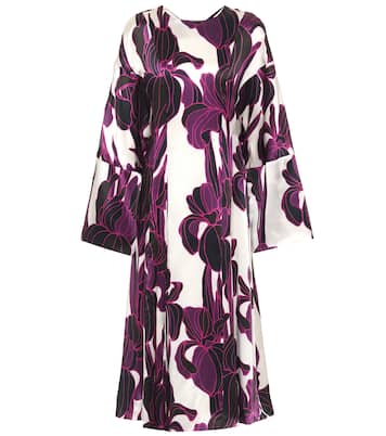 Abito midi a stampa floreale in seta | Dries Van Noten