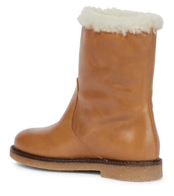Stivali in pelle con shearling | Bonpoint