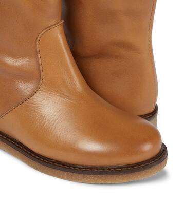 Stivali in pelle con shearling | Bonpoint