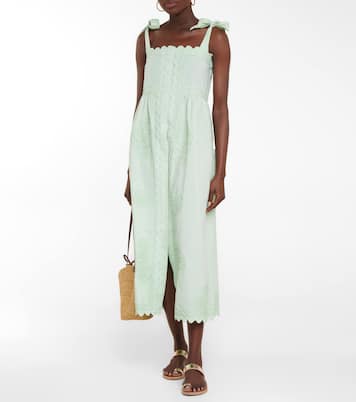 Self-tie cotton poplin midi dress | Juliet Dunn