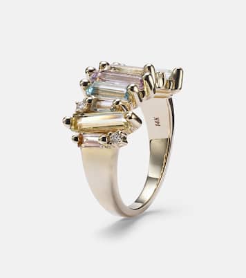 Pastel Rainbow 14kt gold ring with diamonds | Suzanne Kalan