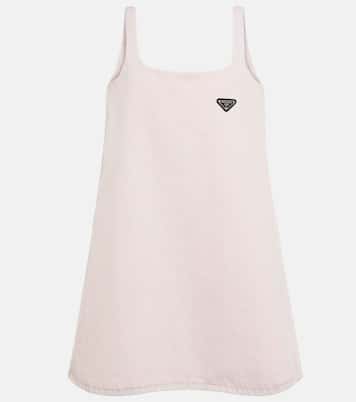 Logo denim A-line minidress | Prada