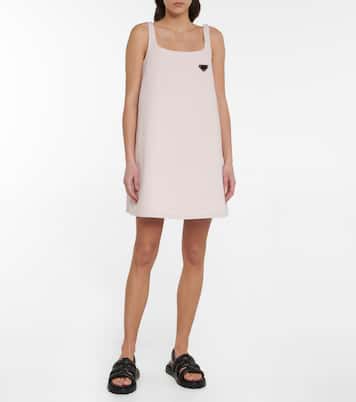 Logo denim A-line minidress | Prada