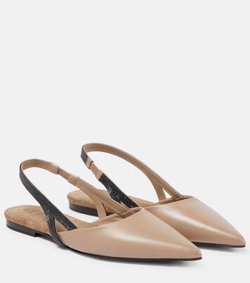 Ballerine slingback in pelle | Brunello Cucinelli