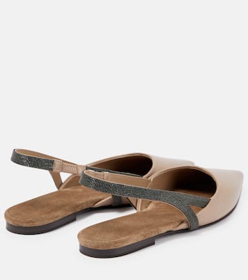 Ballerine slingback in pelle | Brunello Cucinelli