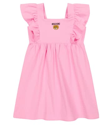 فستان من قماش مُجعّد مع تطريز Teddy Bear | Moschino Kids