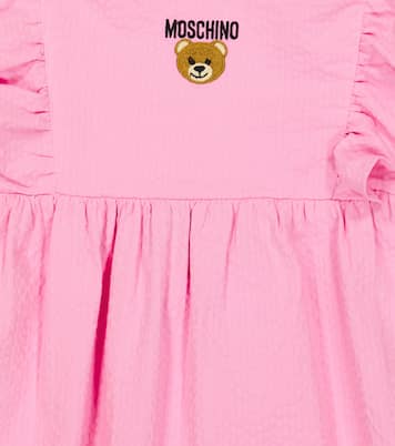 فستان من قماش مُجعّد مع تطريز Teddy Bear | Moschino Kids