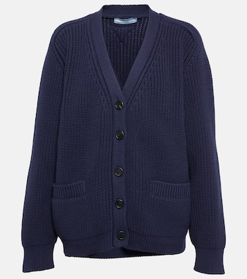 Oversized cotton-blend knit cardigan | Prada