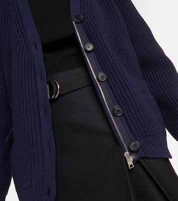 Oversized cotton-blend knit cardigan | Prada