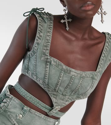 x KNWLS - Top di jeans con cut-out | Jean Paul Gaultier