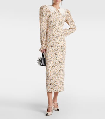 Abito midi in seta con stampa floreale | Alessandra Rich