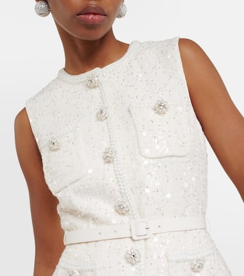 Sequined bouclé midi dress | Self-Portrait