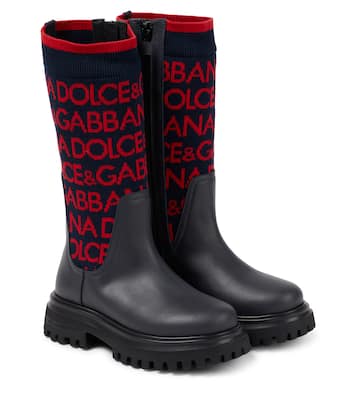Bottes en cuir à logo | Dolce&Gabbana Kids