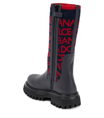 Bottes en cuir à logo | Dolce&Gabbana Kids