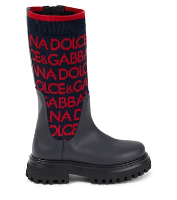 Bottes en cuir à logo | Dolce&Gabbana Kids