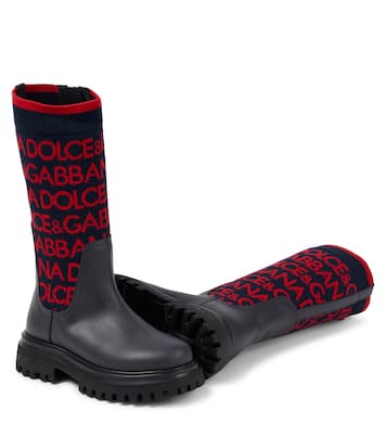 Bottes en cuir à logo | Dolce&Gabbana Kids