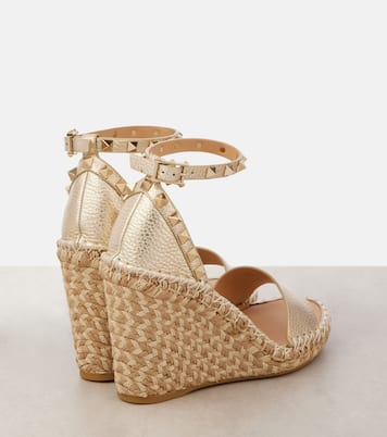 Espadrilles compensées Rockstud Double 105 en cuir | Valentino Garavani