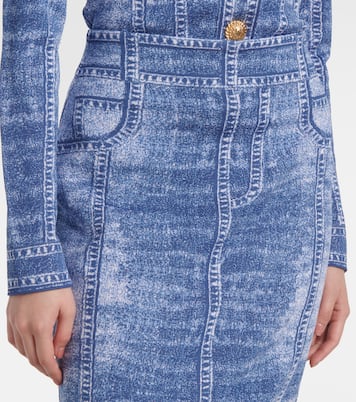 Gonna midi Trompe l’œil in maglia | Balmain