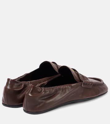 Logo leather penny loafers | Miu Miu
