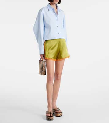 Short en satin de soie mélangée et dentelle | Dries Van Noten