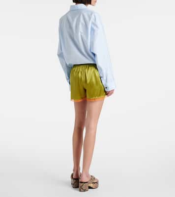 Short en satin de soie mélangée et dentelle | Dries Van Noten