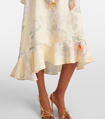 Abito midi Illuminate in lino con stampa | Zimmermann