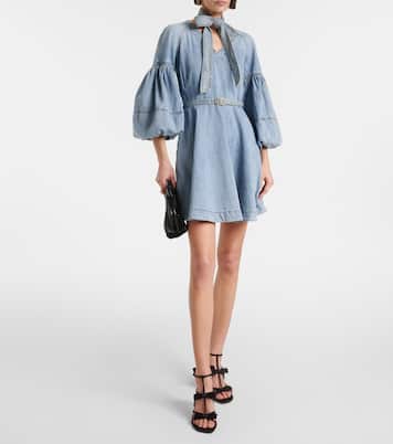 Abito corto di jeans con fiocco | Zimmermann