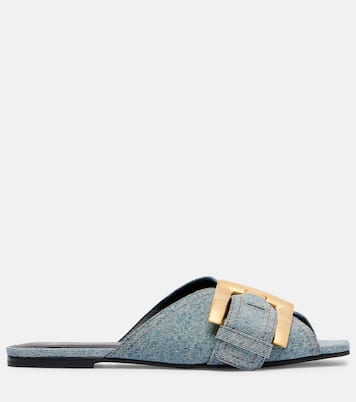 Anthem cotton denim flat sandals | Balmain