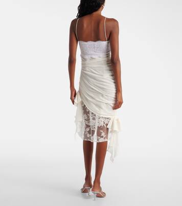 Lace-trimmed silk georgette midi dress | Alessandra Rich