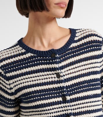 Open-knit striped cotton cardigan | Vince