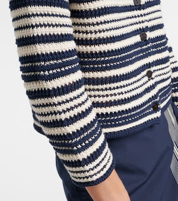 Open-knit striped cotton cardigan | Vince