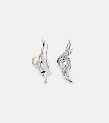 Pearlescent 18kt white gold earrings with diamonds and pearls | Yeprem