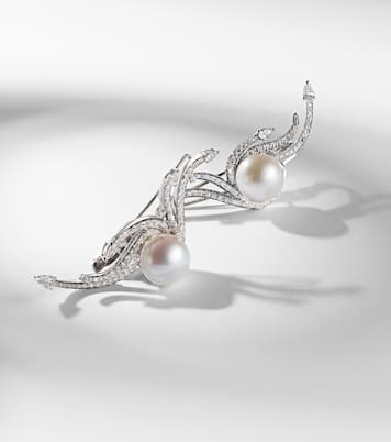 Pearlescent 18kt white gold earrings with diamonds and pearls | Yeprem