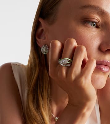 Anello Oasis in oro bianco 18kt e smalto con diamanti | Kamyen