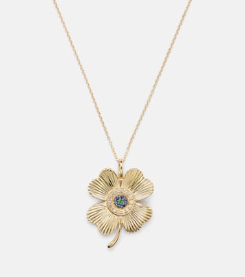 Halskette Lucky Clover aus 18kt Gelbgold mit Edelsteinen | Ileana Makri
