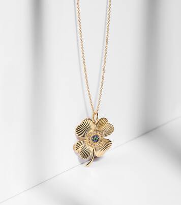 Halskette Lucky Clover aus 18kt Gelbgold mit Edelsteinen | Ileana Makri