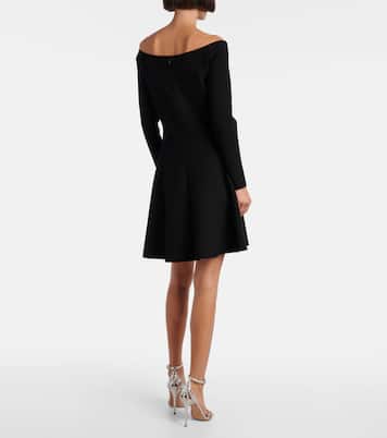 Floral-appliqué off-shoulder minidress | Oscar de la Renta