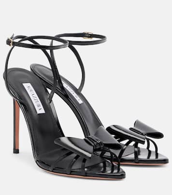 Black Tie 105 bow-detail leather sandals | Aquazzura