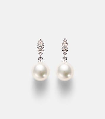 18kt white gold drop earrings with Akoya pearls and diamonds | Mikimoto