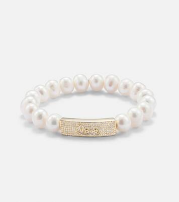 Armband aus Süßwasserperlen mit 14kt Gelbgold und Diamanten | Sydney Evan