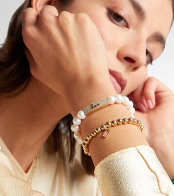 Armband aus Süßwasserperlen mit 14kt Gelbgold und Diamanten | Sydney Evan