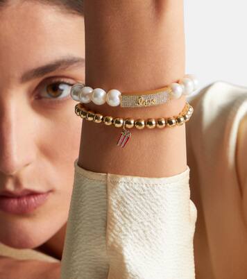 Armband aus Süßwasserperlen mit 14kt Gelbgold und Diamanten | Sydney Evan