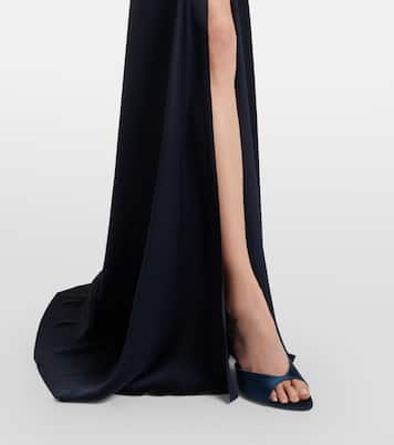 链式细节垂褶绉纱缎布长礼服 | Victoria Beckham