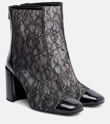 Kisu 85 leather-trimmed lace ankle boots | Jimmy Choo