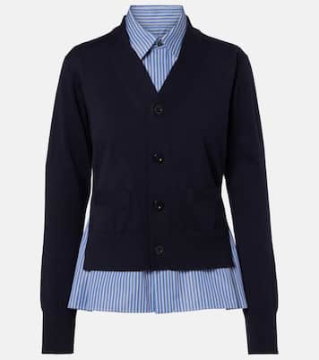 Layered striped cotton cardigan | Sacai